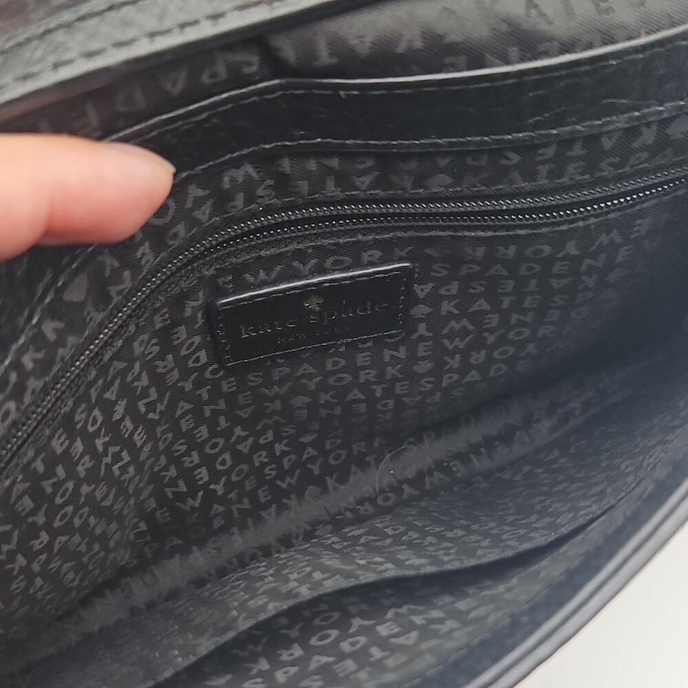 Kate Spade Perry Lane Greer Crossbody Black Pebbled Leather Bag Latice Laser Cut - Picture 8 of 12